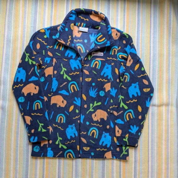 Columbia animal print fleece jacket size 10/12 - Picture 1 of 12